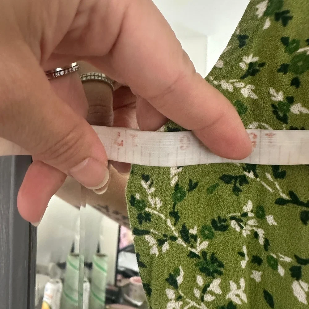 Reformation Noha Mini Dress Green Floral Square Neck Sleeveless Front Slit 2 - Picture 10 of 12